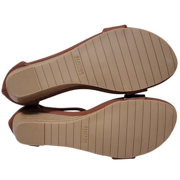 Kenneth Cole Reaction Great Viber Ankle Strap Wedge Sandal Size US 7.5M Tan - Picture 3 of 4